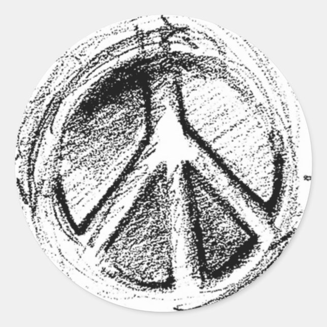 Adesivo Redondo Grunge Urban Peace Sign Sketch em branco (Frente)