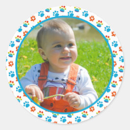 Adesivo Redondo Grupo Adorável do primeiro aniversario Arco-Íris