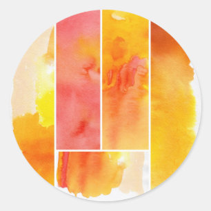 Adesivo Redondo Grupo de aguarela abstrata pintado mão