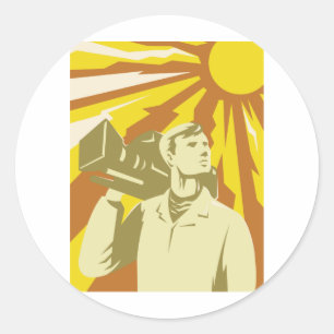 Adesivo Redondo Grupo de filme do operador cinematográfico com