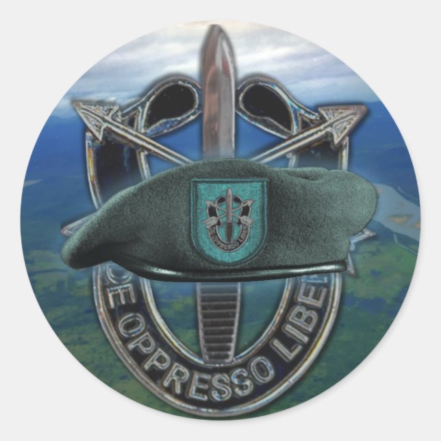 Adesivo Redondo Grupo de forças especiais Green Berets son Sticker (Frente)