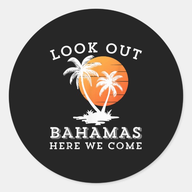 Adesivo Redondo Grupo de Viagem de Praia Correspondendo às férias  (Frente)