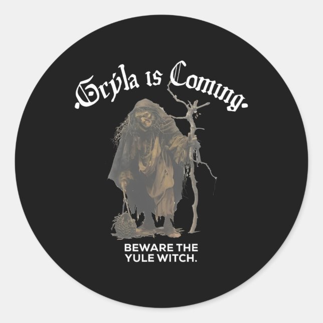 Adesivo Redondo Gryla Está Prestes A Saber A Bruxa Yule Islandesa  (Frente)
