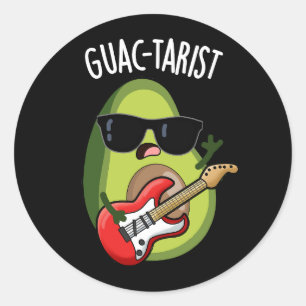Adesivo Redondo Guac-tarista Funny Avocado Pun Dark BG