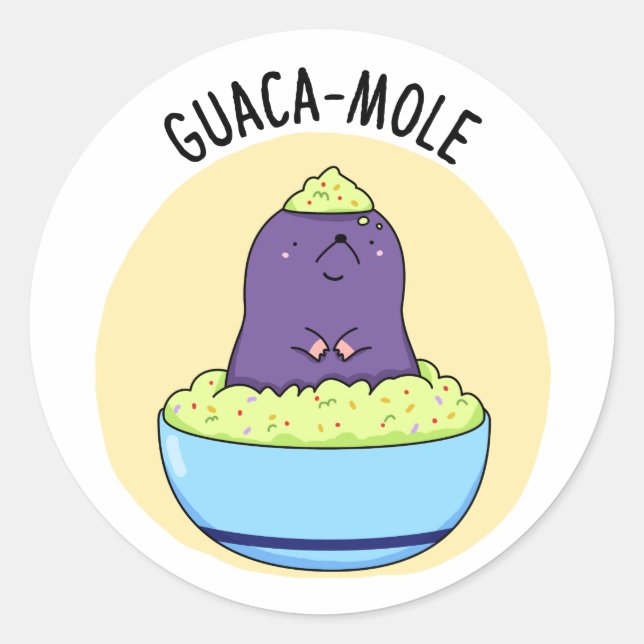 Adesivo Redondo Guacamole Funny Mole Em Guacamole Dip Pun (Frente)