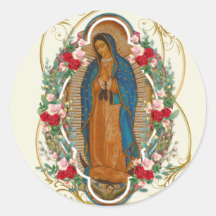 Adesivo Redondo Guadalupe Virgem Maria Oração Espanhola Santa