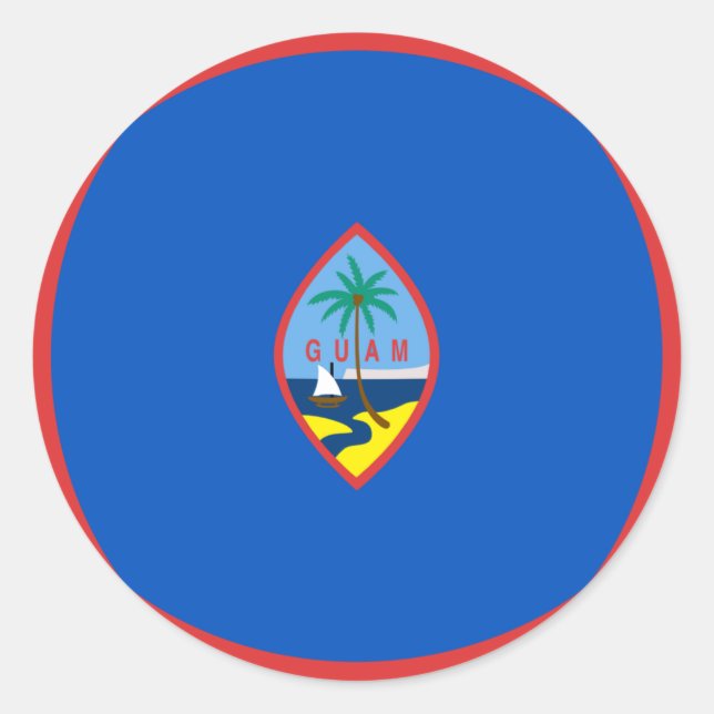 Adesivo Redondo Guam Fisheye Flag Sticker (Frente)