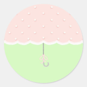 Adesivo Redondo Guarda-chuva do chá de fraldas