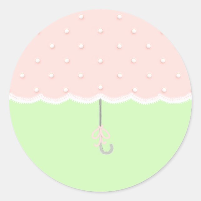 Adesivo Redondo Guarda-chuva para Chá de Bebê (Frente)