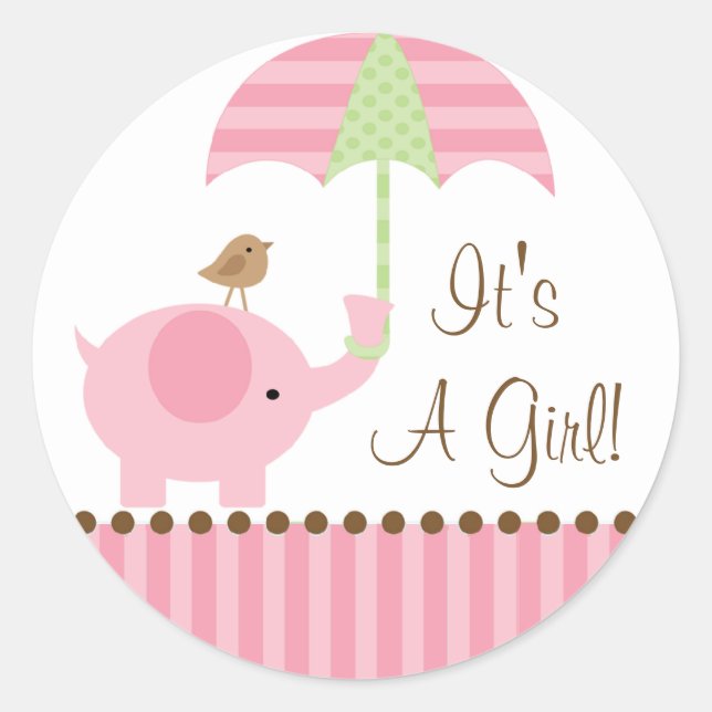 Adesivo Redondo Guarda-chuvas de Elefante Bebê É uma viciada (Frente)