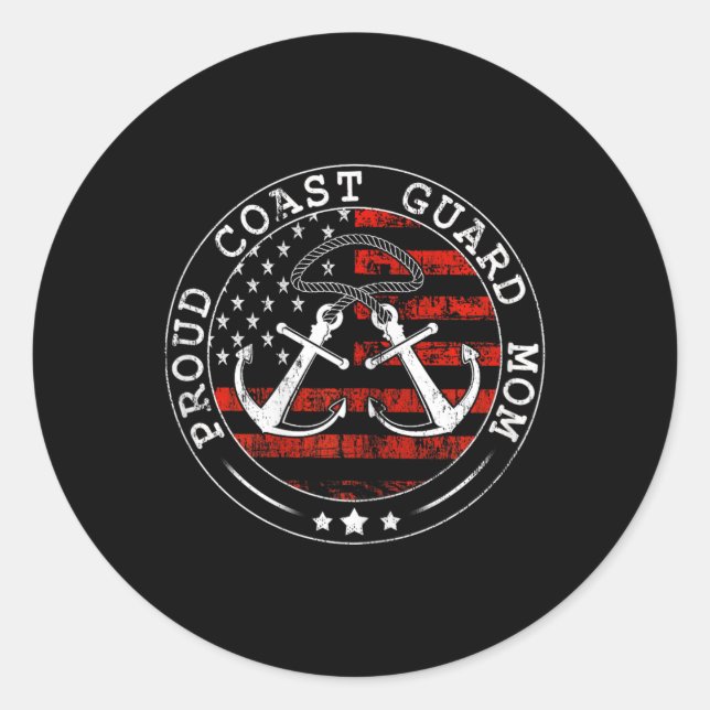 Adesivo Redondo Guarda Costeira Orgulhosa Mãe Camisa Militar Ameri (Frente)