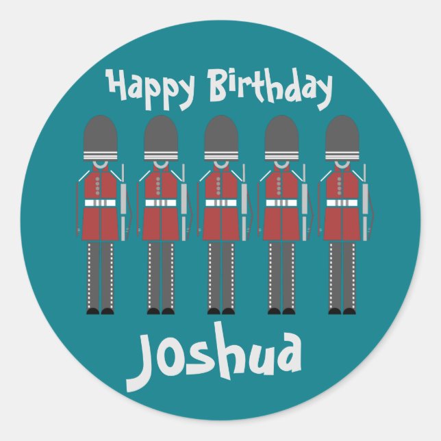 Adesivo Redondo Guarda da Rainha de Londres (Frente)