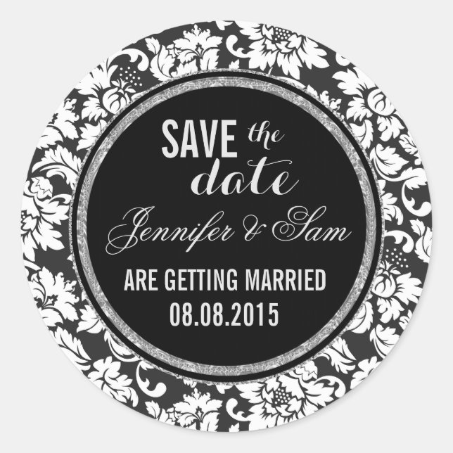 Adesivo Redondo Guardar As Acentos Preto De Data E Prateado (Frente)