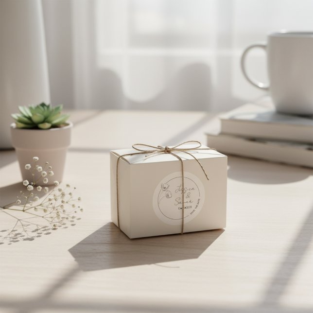 Adesivo Redondo Guardar O Casamento De Datas Mínimas De Poppy (Save The Date Minimalist Poppy Wedding Classic Round Sticker)