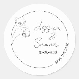 Adesivo Redondo Guardar O Casamento De Datas Mínimas De Poppy