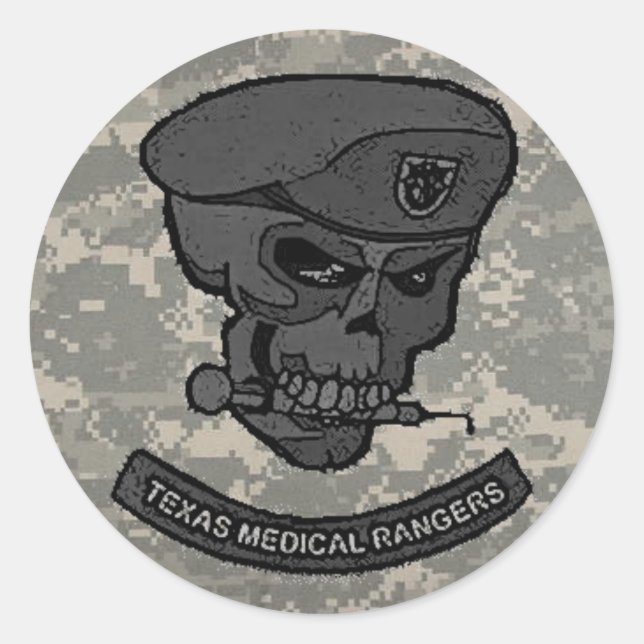 Adesivo Redondo guardas médicos digitais com desenho de crânio (Frente)