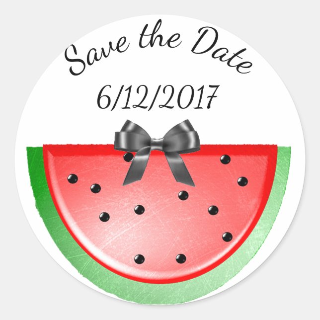 Adesivo Redondo Guarde a data, Watermelon Stickers Personalizados (Frente)
