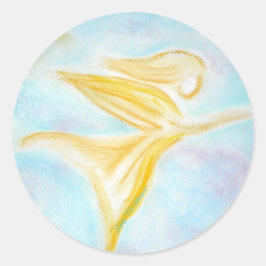 Adesivo Redondo Guardian Angel in Flight – Golden Turquoise Sky
