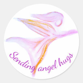 Adesivo Redondo Guardian Angel – Sending Angel Hugs Fuchsia Pink