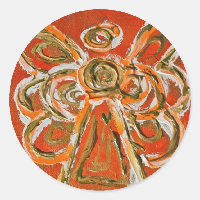 Adesivo Redondo Guardian Orange Angel Art Stickers Personalizados (Frente)
