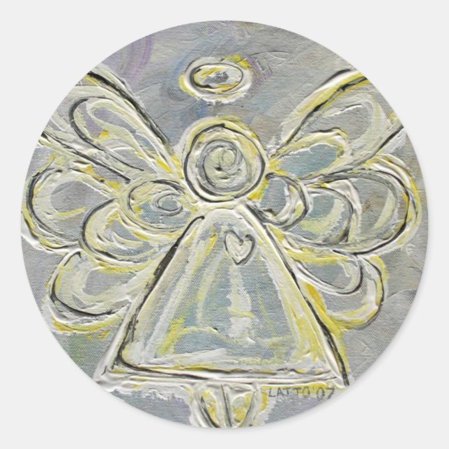 Adesivo Redondo Guardian White e Silver Angel Stickers Personaliza (Frente)