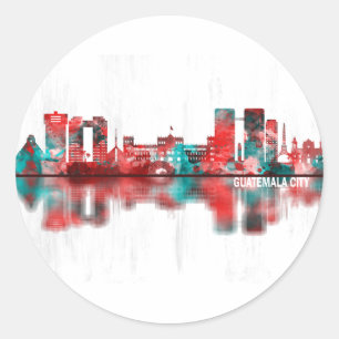 Adesivo Redondo Guatemala City Guatemala Skyline