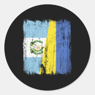Adesivo Redondo Guatemala Ucrânia Meia Bandeira Guatemalense Ucran