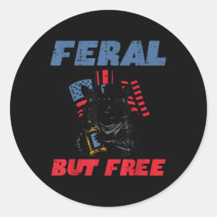 Adesivo Redondo Guaxinim do Dia 4 de Julho Feral Mas Livre Diverti
