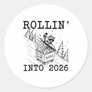 Adesivo Redondo Guaxinim Engraçado 2026 Ano Novo Sarcástico, Rolan