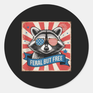 Adesivo Redondo Guaxinim Feral Mas Livre De 4 De Julho Lixo Panda