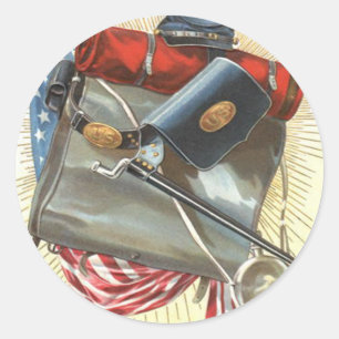 Adesivo Redondo Guerra Civil EUA Flag Bayonet Canteen