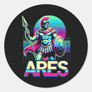 Adesivo Redondo Guerra da Grécia Ares Grécia Guerras Deus Guerreir