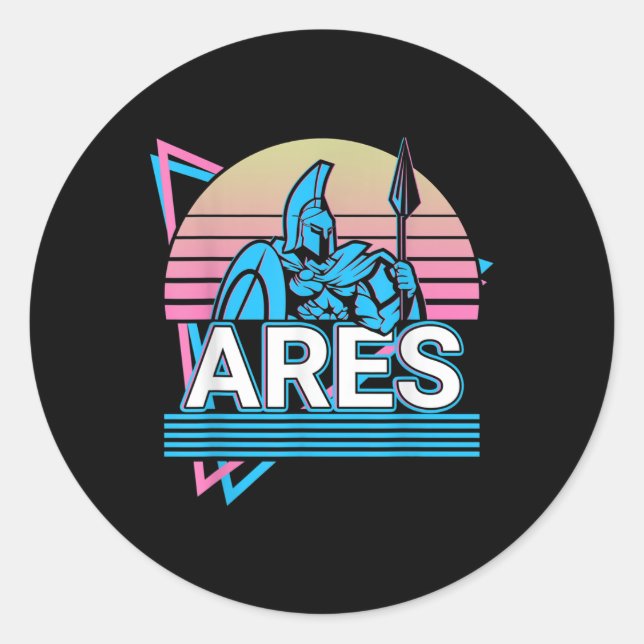 Adesivo Redondo Guerra de Deus grega Ares (Frente)