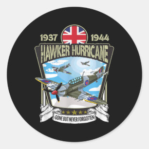 Adesivo Redondo Guerra Mundial 2 Aeronaves britânicas Hawker Hurri