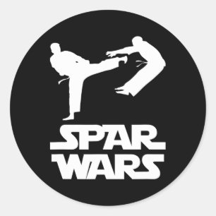 Adesivo Redondo Guerras de Spar Dito Divertido Taekwondo Mma Lutad