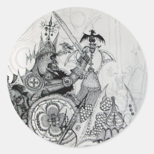 Adesivo Redondo GUERRAS GÁTICAS,Cavaleiros Bárbaros,Fantasia