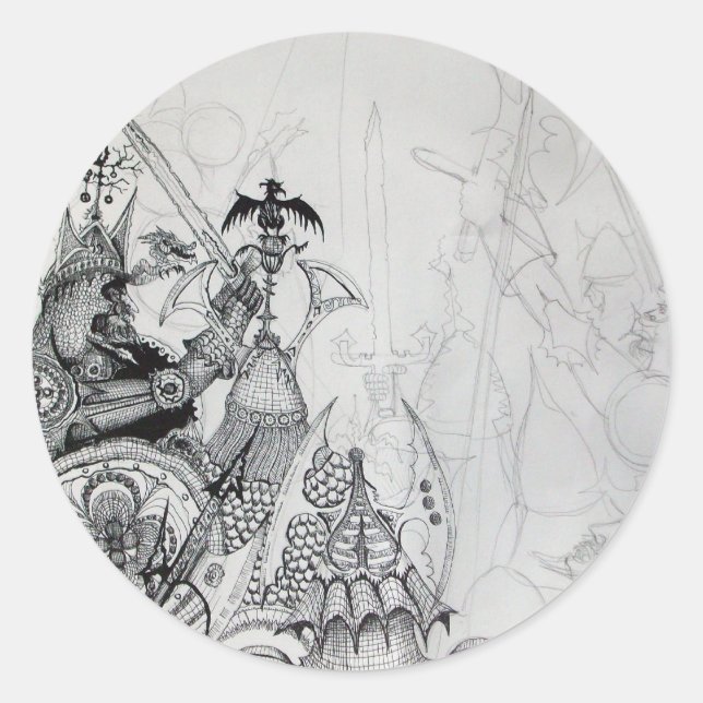 Adesivo Redondo GUERRAS GÓTICAS,Cavaleiros Bárbaros,Fantasia (Frente)