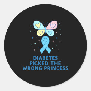 Adesivo Redondo Guerreira da Diabetes T1d Borboleta Princesa Diabe
