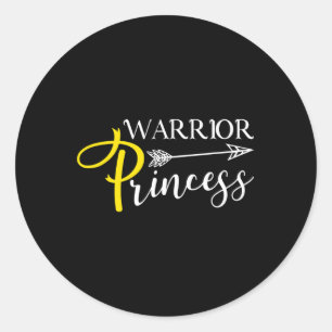 Adesivo Redondo Guerreira Princesa Cancer de Infância Consciência