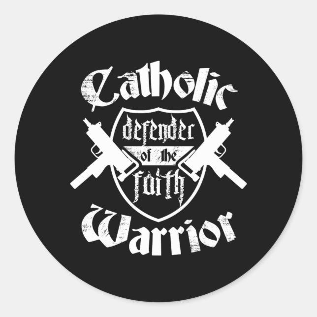 Adesivo Redondo Guerreiro Católico Defensor Da Religião Fé Gi (Frente)