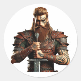 Adesivo Redondo Guerreiro com Espada