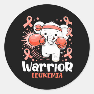 Adesivo Redondo Guerreiro Conscientização Leucemia Elefante Boxe F