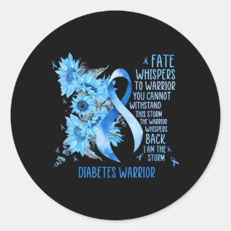 Adesivo Redondo Guerreiro da Diabetes Fita Azul Borboleta Diabetes