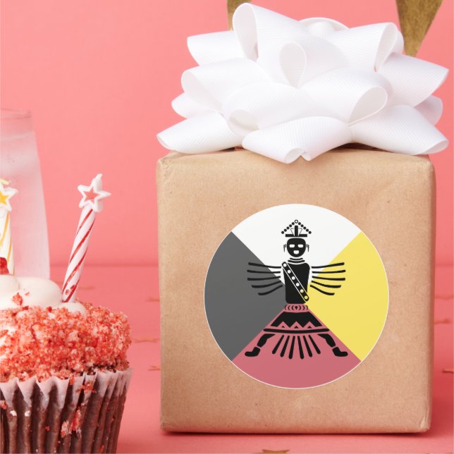 Adesivo Redondo guerreiro de facada quatro direções (Festa)