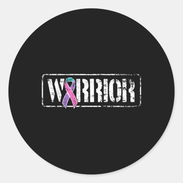 Adesivo Redondo Guerreiro do Cancer da Tiroide Sensibilização do E (Frente)