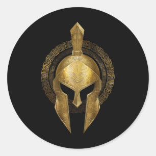 Adesivo Redondo Guerreiro Dourado do Helmet Spartan Esparta Grego