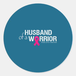 Adesivo Redondo Guerreiro Marido Rosa Câncer de Mama