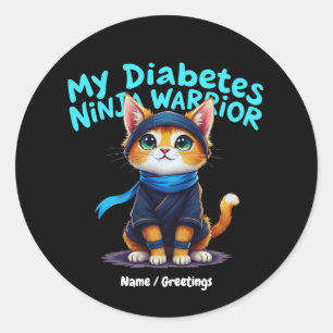 Adesivo Redondo Guerreiro Ninja de Conscientização sobre Diabetes 