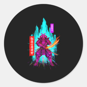 Adesivo Redondo guerreiro samurai ciberpunk engraçado dizendo sarc