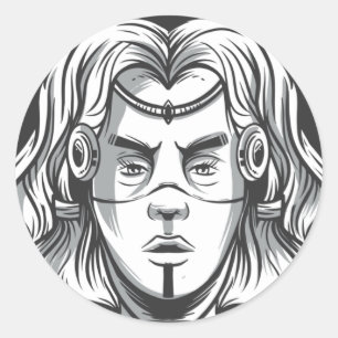 Adesivo Redondo Guerreiro Viking - Mulher Nórdica